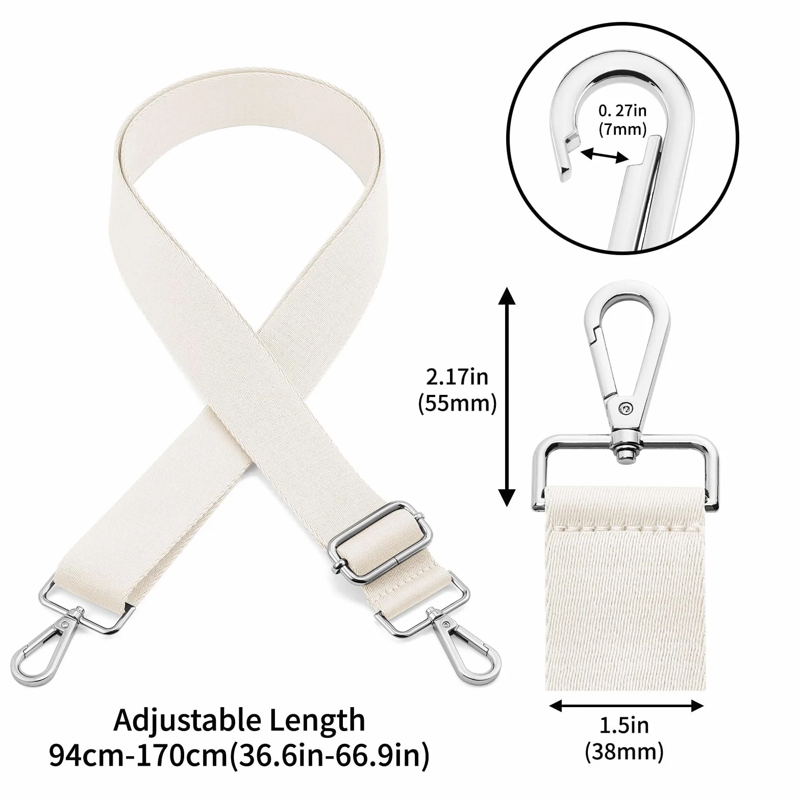 QIUTIMIY Tracolla, Spessore Regolabile Morbida Sostituzione Universale Comfort Antiscivolo con Fibbie Argentate adatta per borsa a Tracolla/Borsa a Tracolla/Borsa a Tracolla，Beige