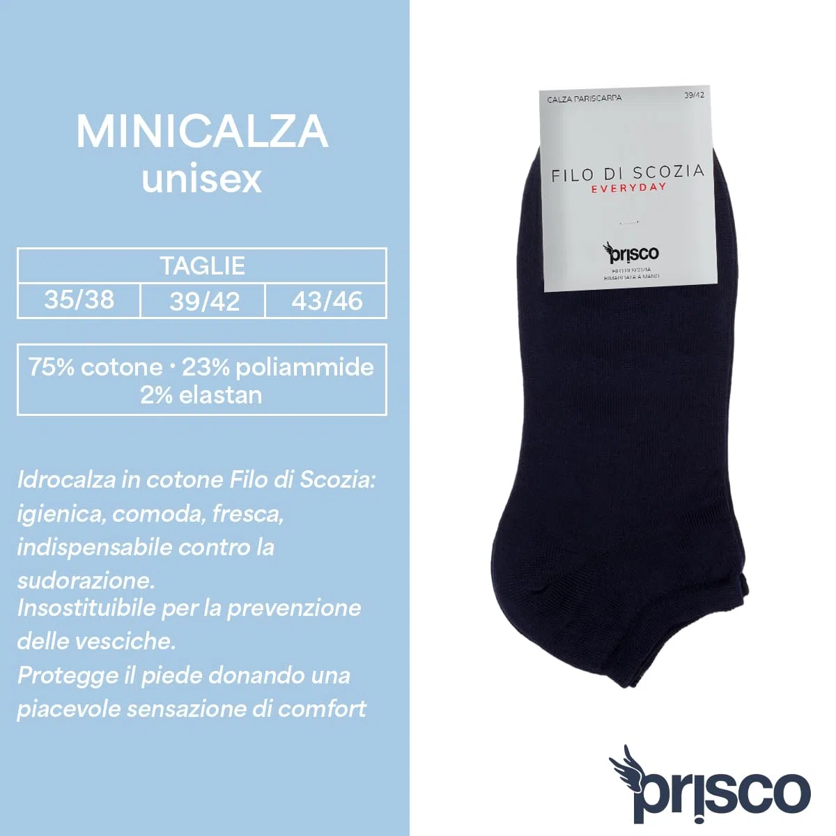 Prisco Calze Fantasmini in Cotone Filo di Scozia, Calzini Pariscarpa Sneaker Unisex, Minicalza Pedalino Salvapiede Invisibile Uomo Donna, 6 paia