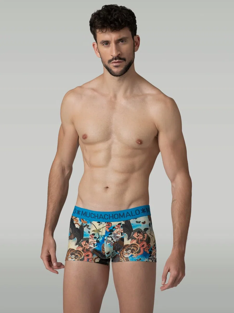 Muchachomalo Uomo Trunks 3-Pack, Fantasia, Cotone, Fascia Elastica