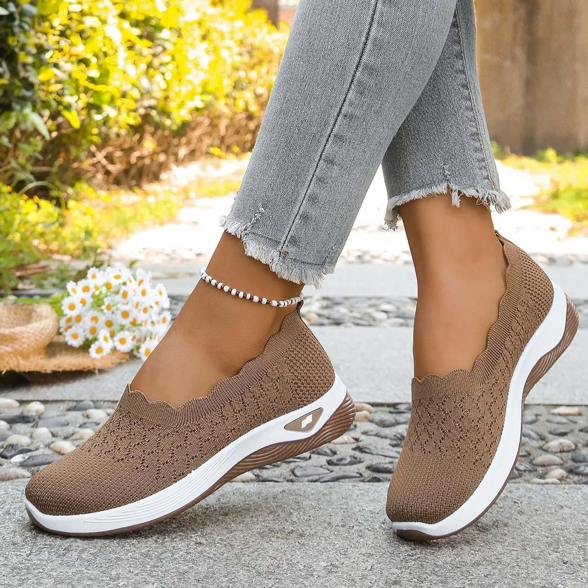 Scarpe Ortopediche Donna Estive Senza Lacci Scarpe Slip On da Corsa Camminare Comode Ginnastica Morbida Sneakers Traspiranti Leggere Antiscivolo Sneakers Diabetici Pianta Larga Sanitarie Outdoor Sport