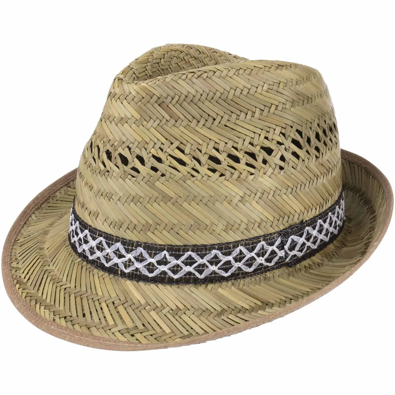 Cappello di paglia da vendemmiatore (protezione dal sole) per Lui e per Lei -Cappello da sole modello trilby - Cappello di paglia per l’estate in spiaggia o in vacanza - varie misure - Colore Naturale