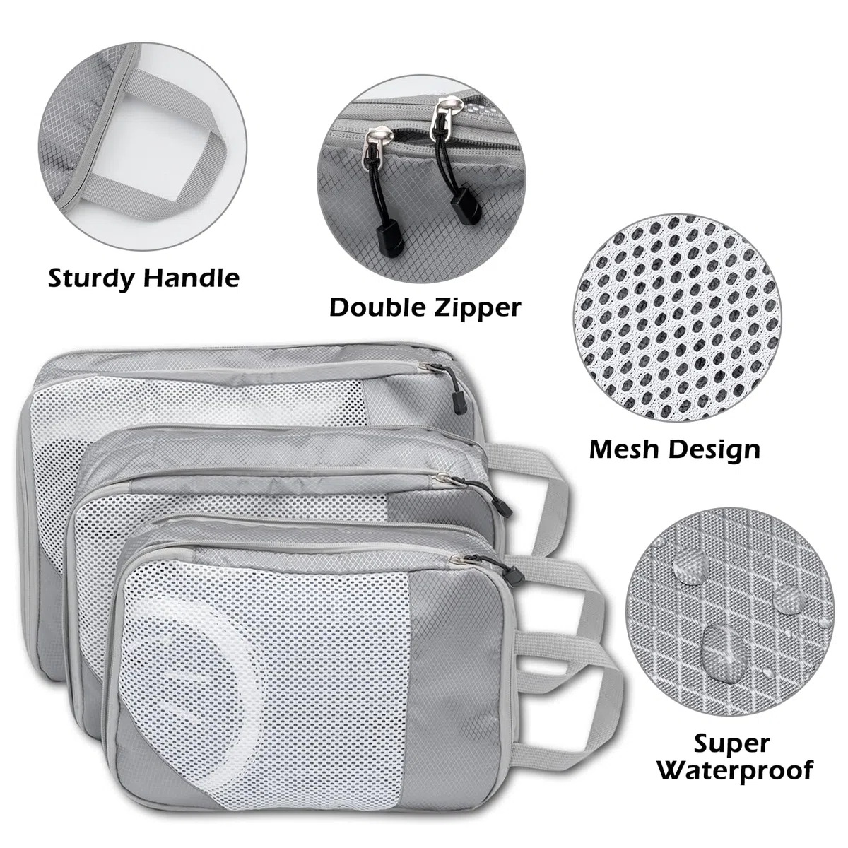 Organizer per valigie imballaggio a compressione Organizzatori di valigie da viaggio espandibili, Grigio 3 pezzi