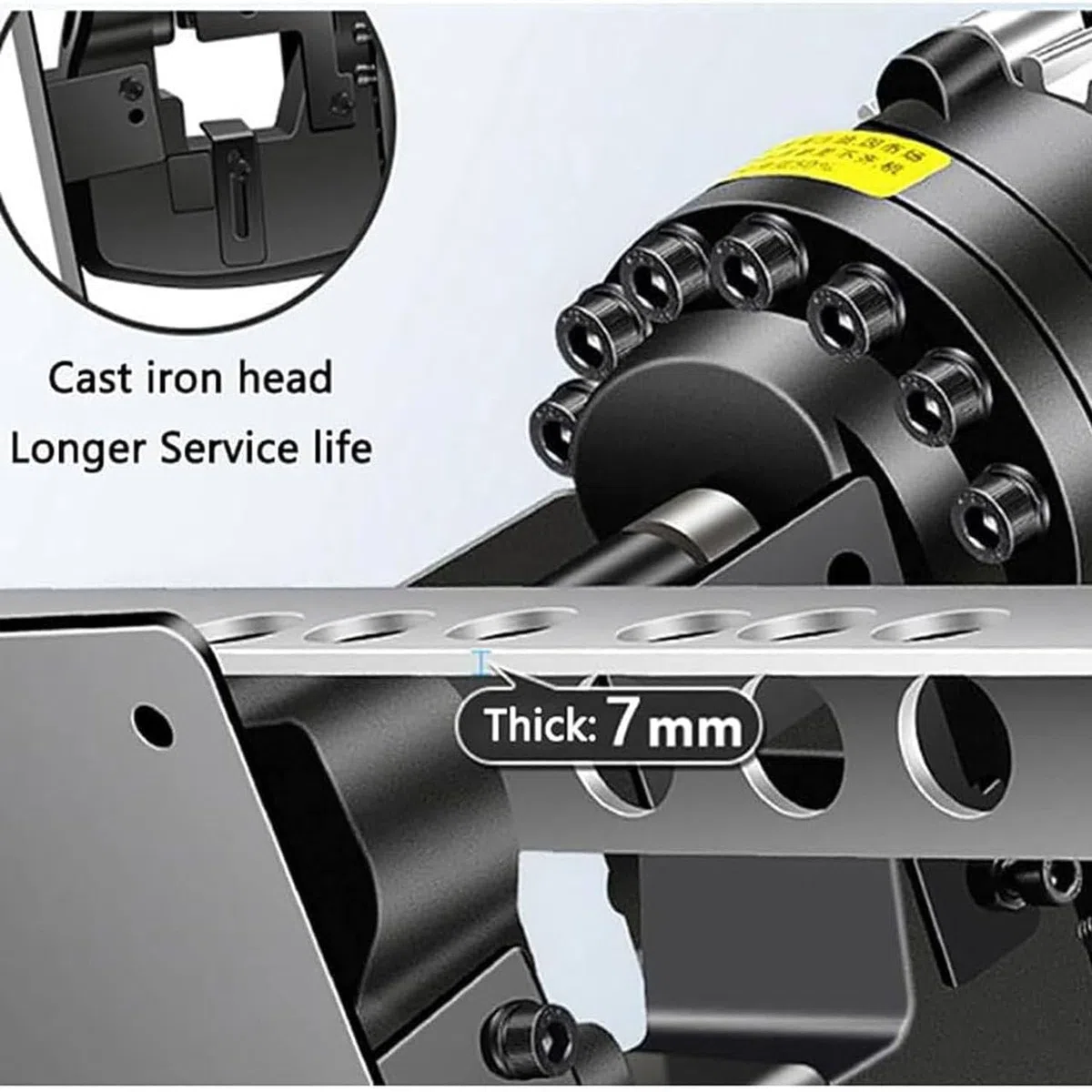 Punzonatrice idraulica per metalli, punzonatrice ad alta velocità, 5 set di punzoni/matrici con diametro da 8,5 mm a 20,5 mm, punzonatrice idraulica da 16 tonnellate e 1800 W. ( Anglesteel)