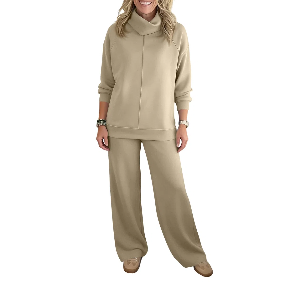 Vestito Donna Vita ​Alt Autunno Manica Lunga Classico Sportivo Collo Finto Stringa Adatto Stirata Tinta Unita