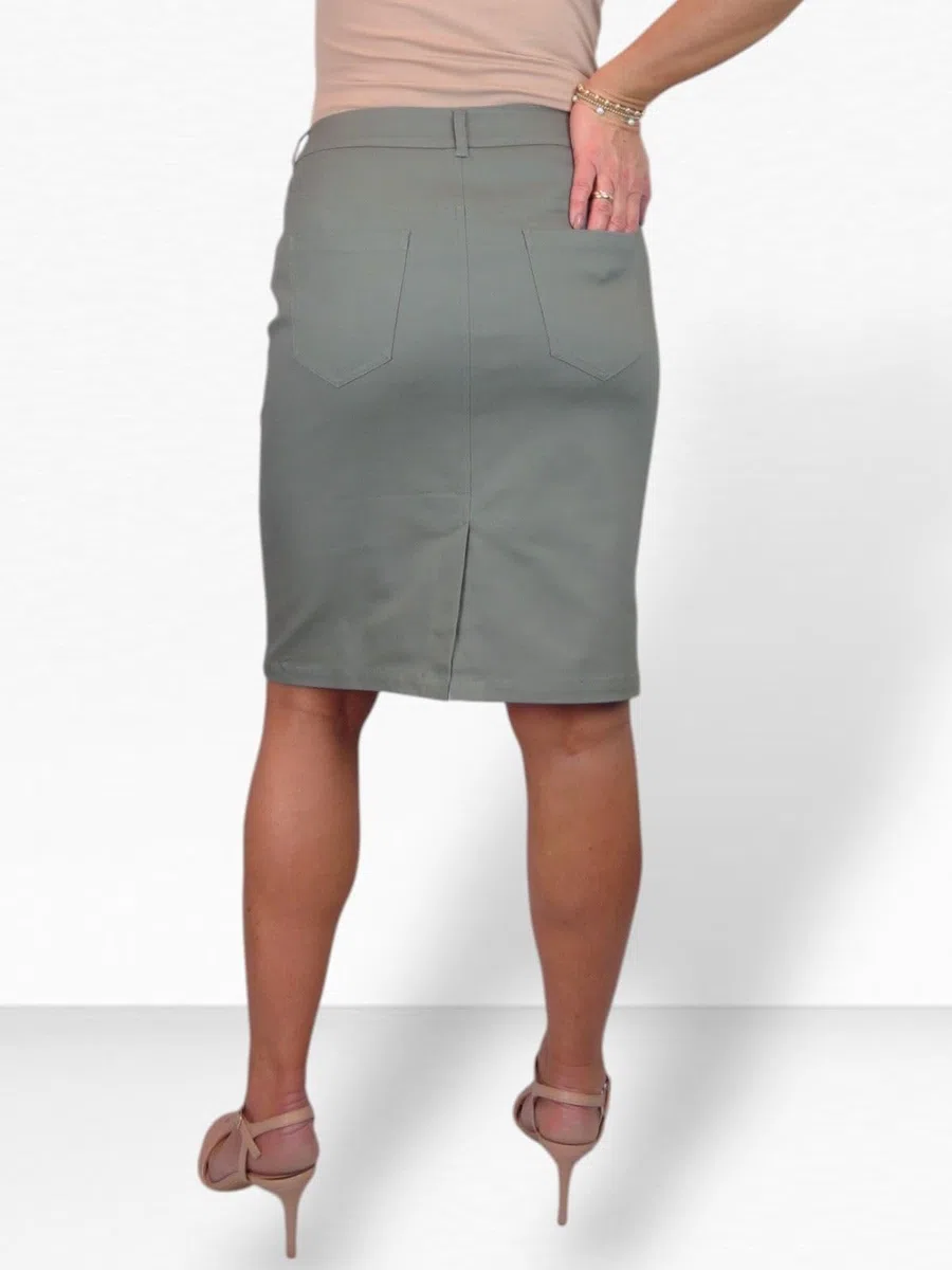 Paulo Due Gonna A Tubino Stile Jeans Elasticizzato in Cotone Pesante da Donna Casual 42-52