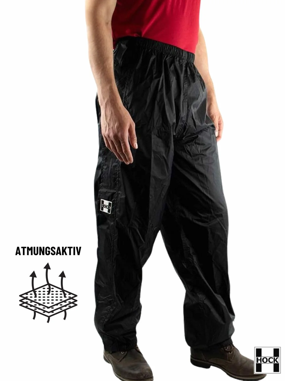 HOCK Pantaloni da Pioggia Unisex per Una vestibilità Comoda, con Cerniera a Due Vie e Traspiranti, Estremamente Impermeabili (Colonna d'Acqua 10.000 mm), Pantaloni da Pioggia da Uomo e