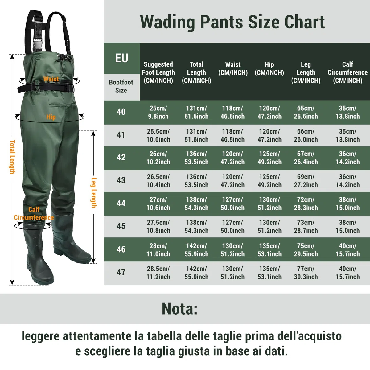 IEEILULU Waders Pesca da Uomo, Waders da Uomo con Stivali da Pesca 40-47, Waders Trampolieri da Pesca Nylon Pantaloni Impermeabili Antiscivolo Regalo per Amanti Pesca Sportiva