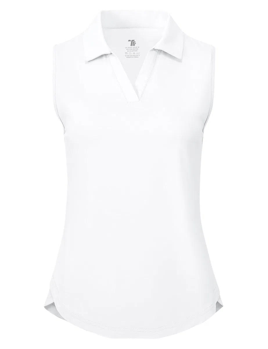 donhobo Maglietta da donna senza maniche, da golf, con scollo a V, UPF 50+, ad asciugatura rapida, leggera, traspirante, estiva