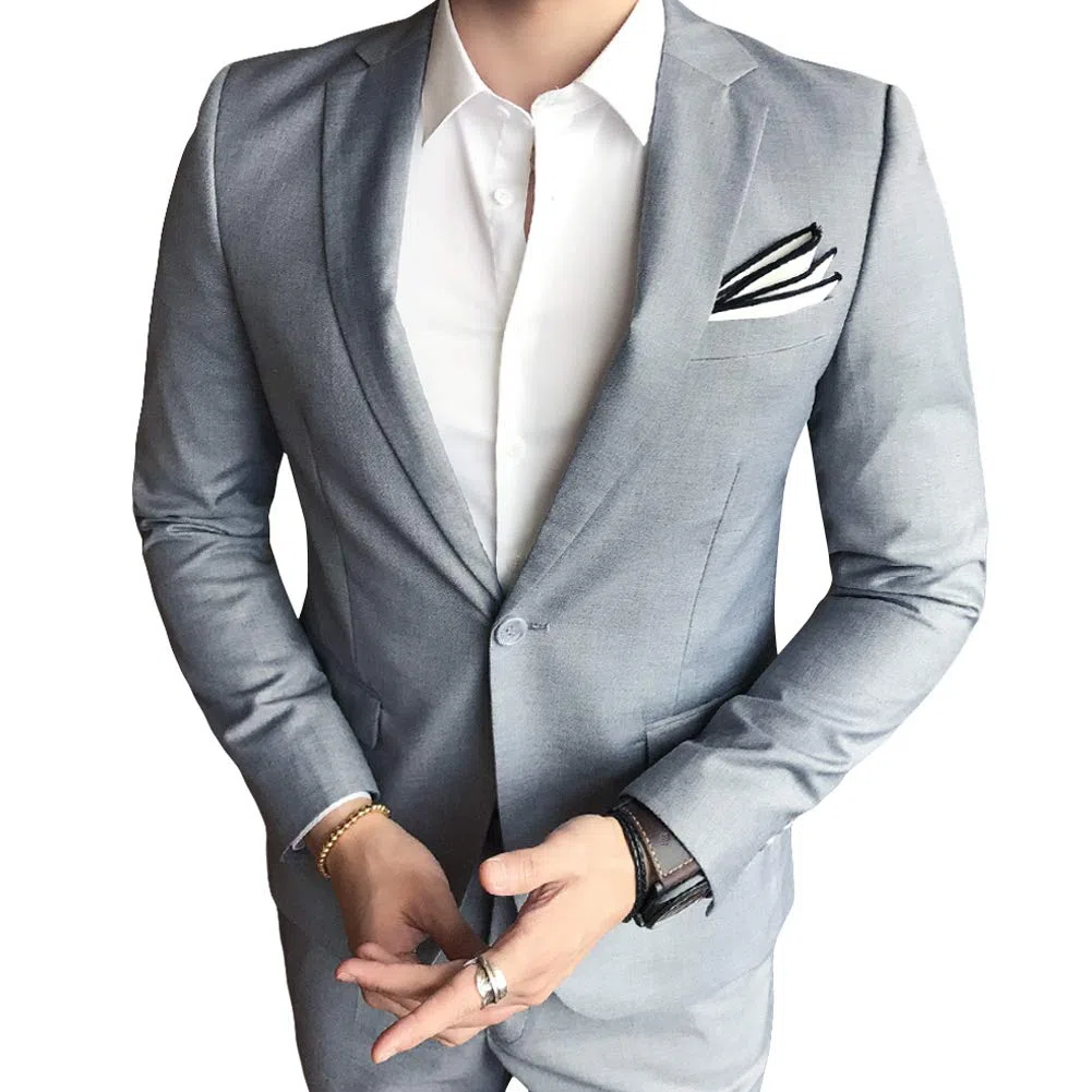Allthemen Abito da Uomo in 2 Pezzi Blazer da Smoking e Pantaloni Giacca Monopetto con Un Bottone Suit Formale da Lavoro Business