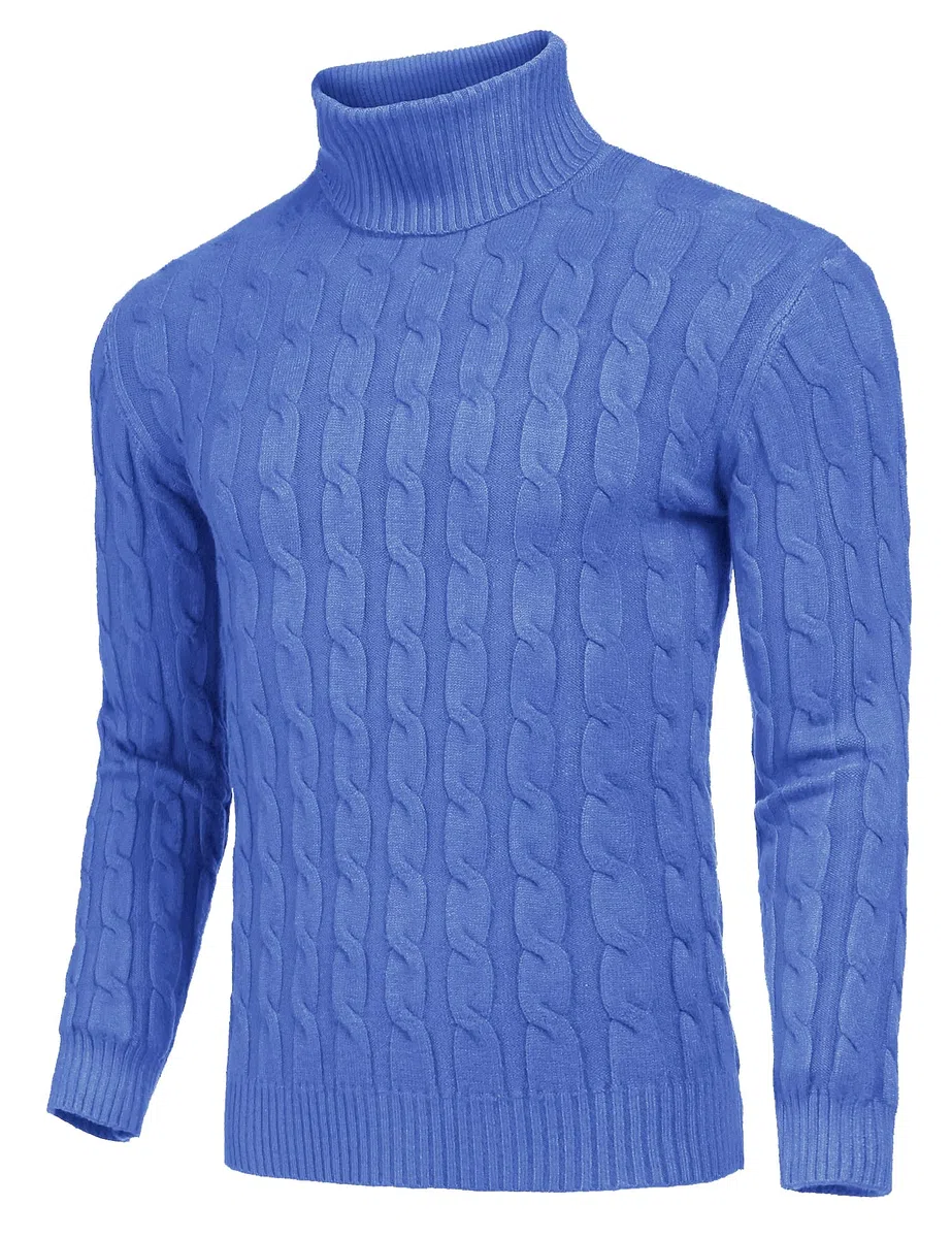 COOFANDY Maglione da uomo slim fit a collo alto, maglione casual lavorato a maglia ritorta