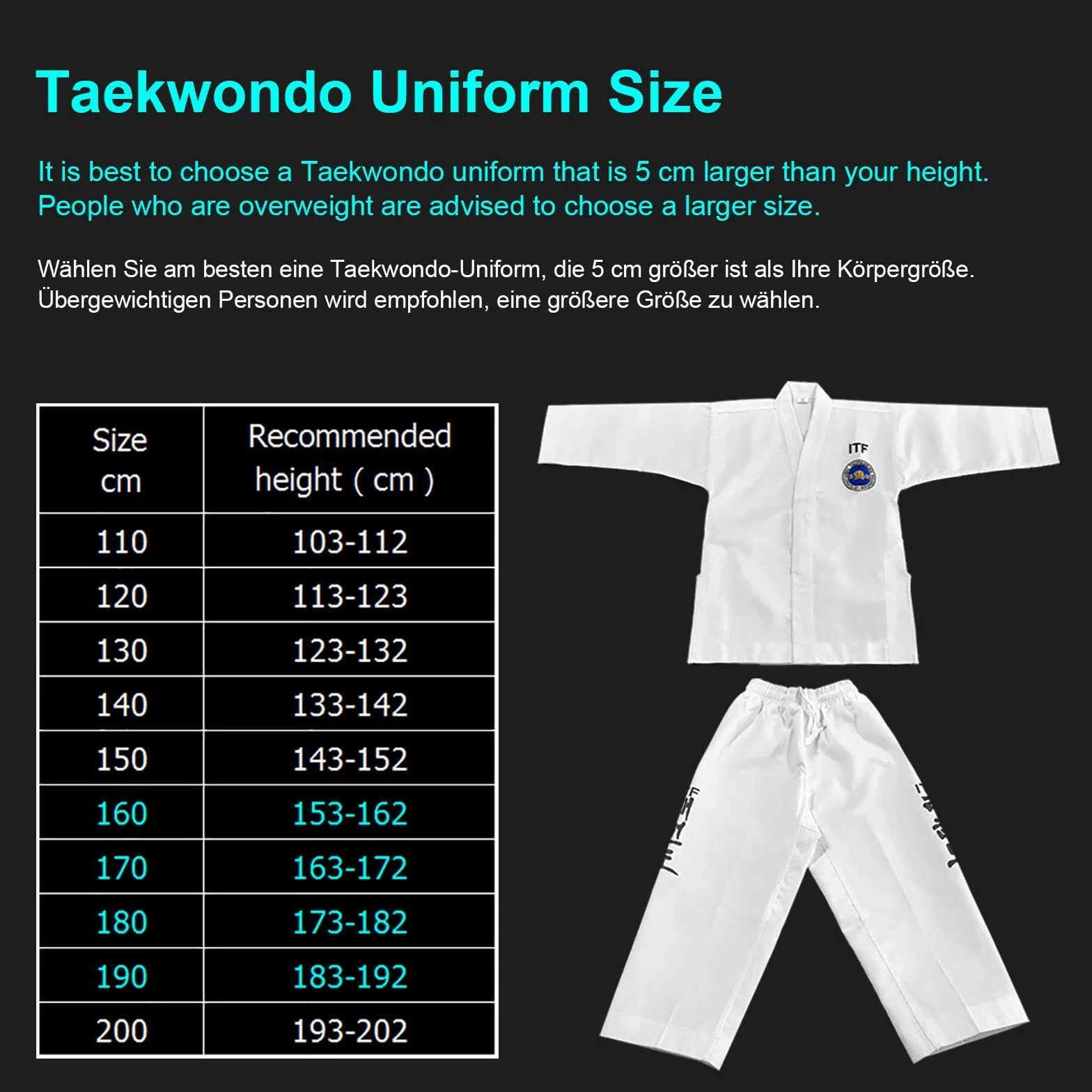 CHUIKUAJ Kimono da Karate Unisex,Judogi Uniform con Cintura Bianco-Gialla, Uniforme Professionale da Taekwondo ITF, Perfetta per Allenamento e Combattimento per Bambini e Adulti,White-160