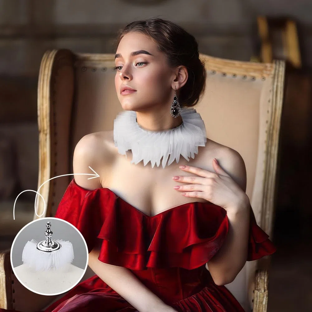 NBEADS Increspatura Collo Collare, Collo Da Clown Colletto con Volant Braccio Colletto con Volant In Pizzo Mantello Elisabetta Polsini con Volant per Completi di Costumi Medievali Colletti