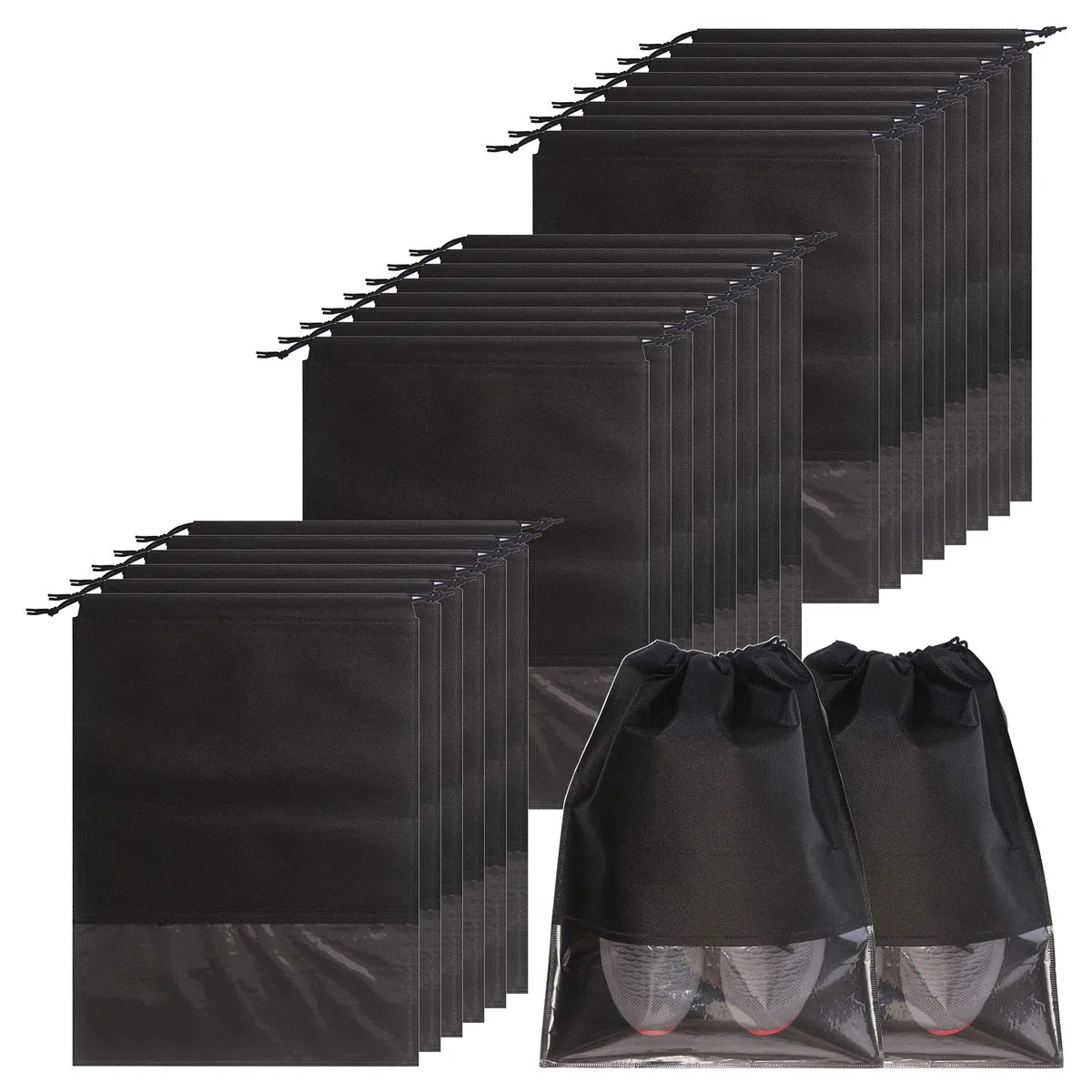 24 sacchetti per scarpe da viaggio in tessuto non tessuto con corda per uomini e donne grandi scarpe organizer