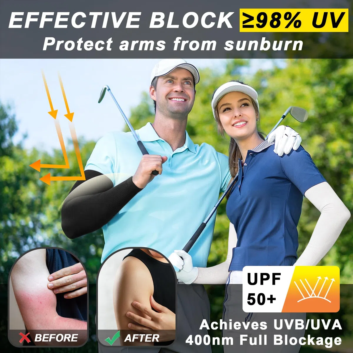 Protezione solare UV per uomo e donna, UPF 50+, scaldamuscoli estivi a compressione, unisex, scaldamuscoli per ciclismo, basket, golf, baseball, calcio