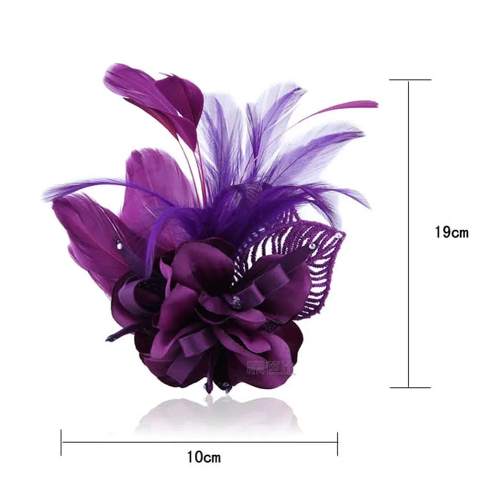 Elegante spilla a forma di piuma, clip per cappelli con piume, accessori per abiti, fascinator, costumi, decorazione, spilla a forma di fiore, per feste di nozze e festival
