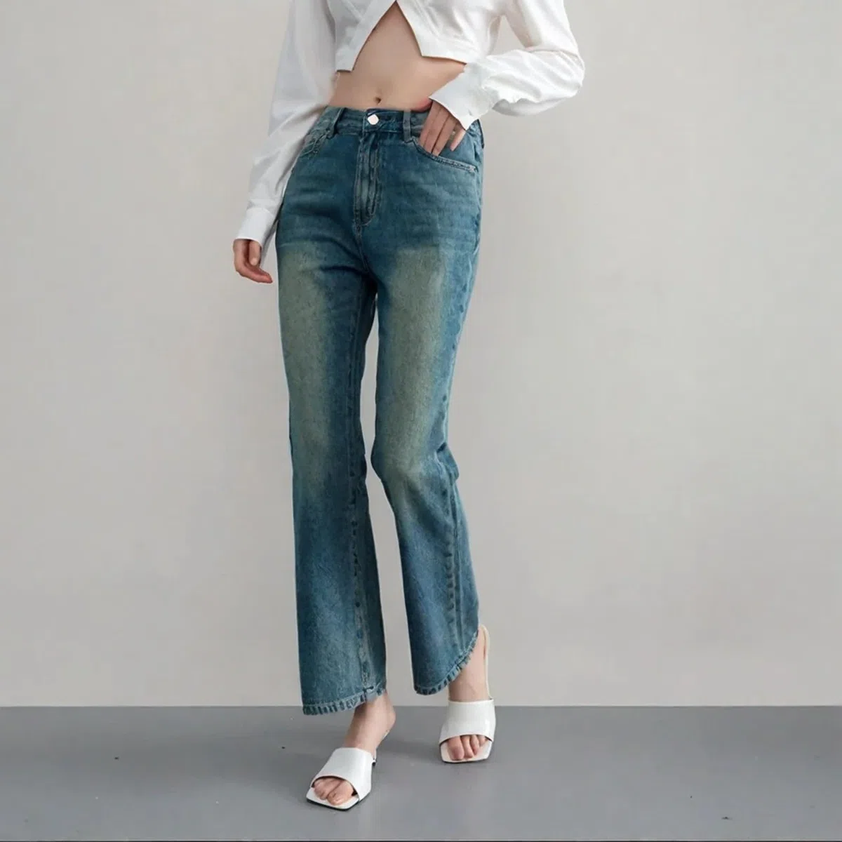 Jeans da donna Flared nero, in denim, pantaloni cargo Baggy Y2K, per il tempo libero, con tasche a vita alta, Y2K, per adolescenti, ragazze, da lavoro, stile bootcut