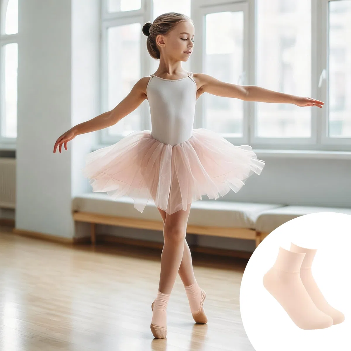 Maxmoc Calze da Ballo per Ragazze, 3 Paia di Calze da Ballo Senza Cuciture, Morbide e Traspiranti per Balletto, Jazz, Yoga, Ginnastica (6 UK Bambino-3.5 UK)