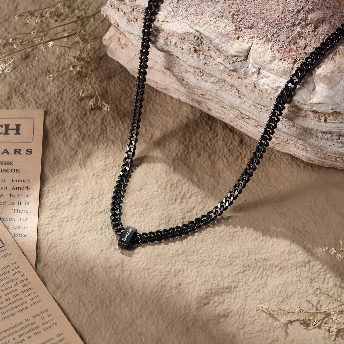 Jeweidea Collana Personalizzata con Nome da Uomo Catena Cubana in Acciaio Inossidabile Argento Oro Nero Regalo Personalizzato per Uomo, Festa del Papà