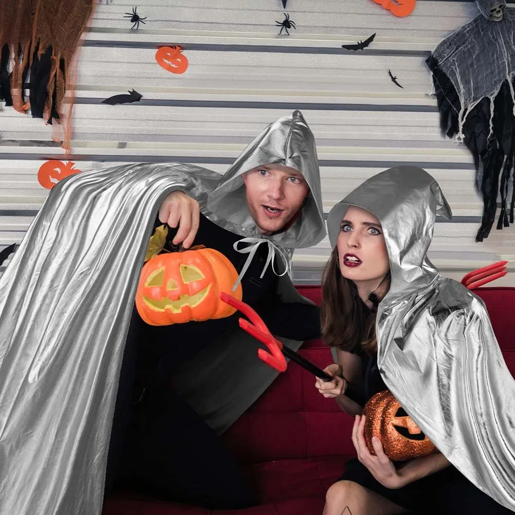 Aomig Mantello con Cappuccio, Mantello Halloween con Cappuccio Lungo Capo Costume, Mantello da Vampiro per Adulti di Travestimento, Carnevale, Feste in Famiglia