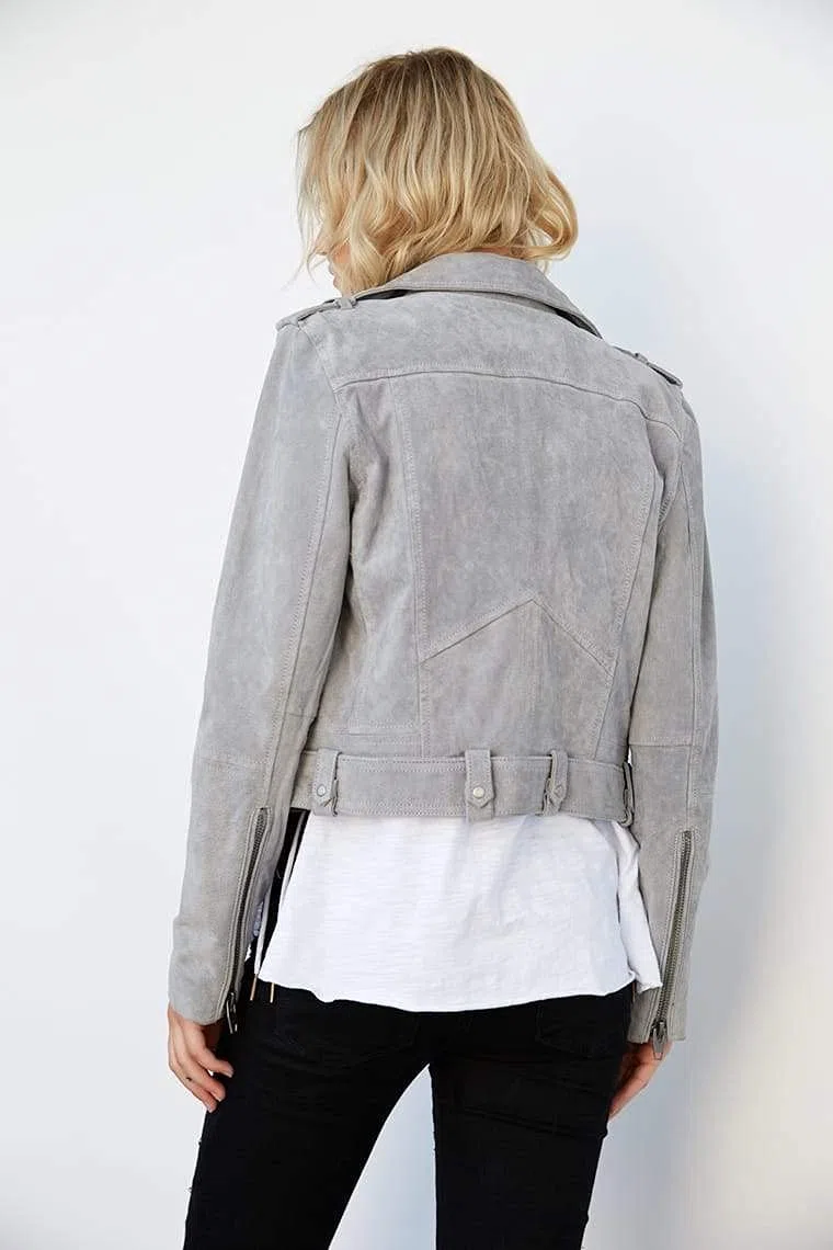 [BLANKNYC] Luxury Clothing Cropped Suede Leather Motorcycle Jacket Abbigliamento di lusso Cortato Giacca Moto in Pelle Scamosciata Donna