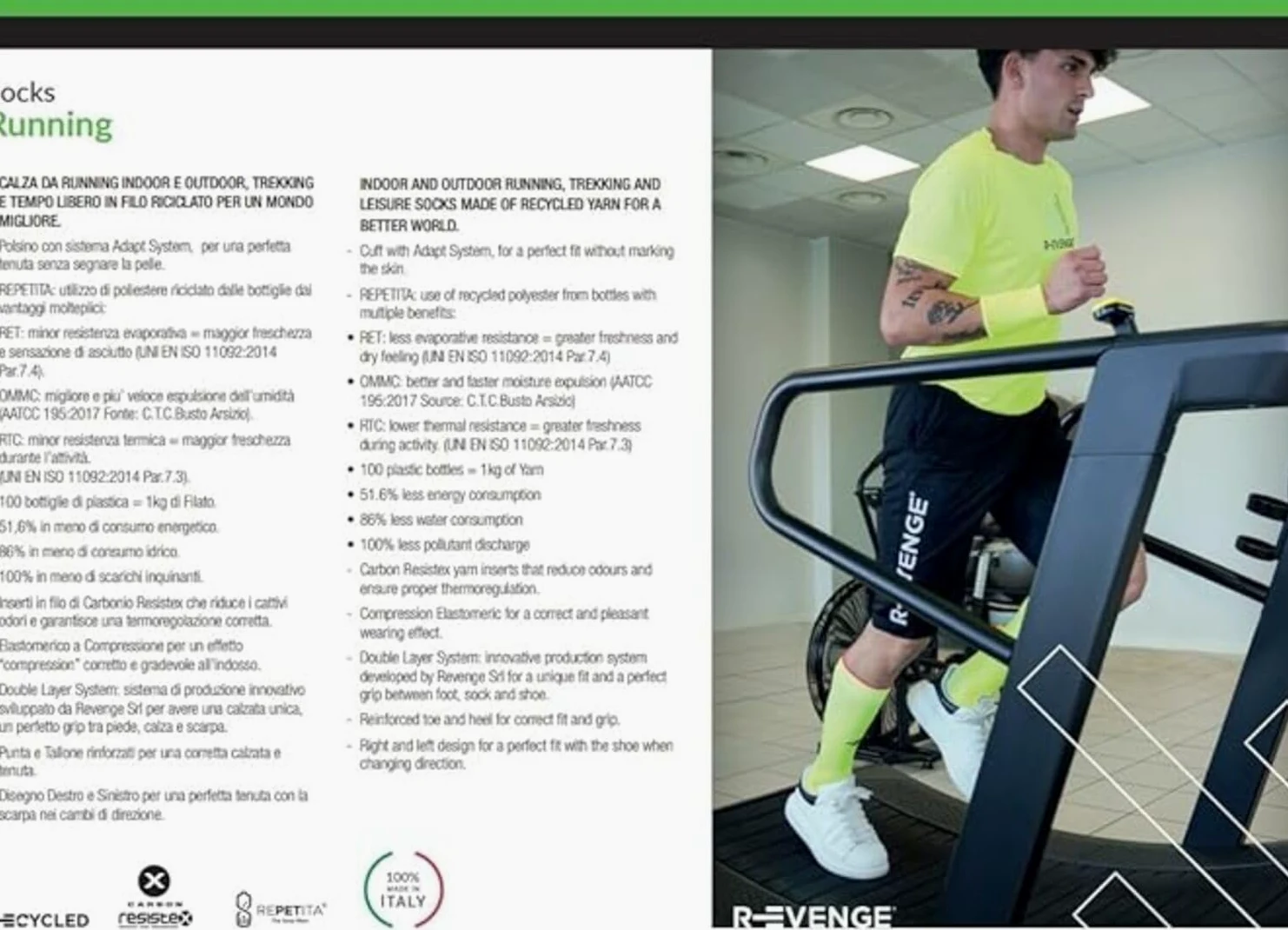 R-EVENGE Kit 4 Calze Running lunghe per la corsa indoor, outdoor, trekking e tempo libero con rinforzo sulla punta e tallone.