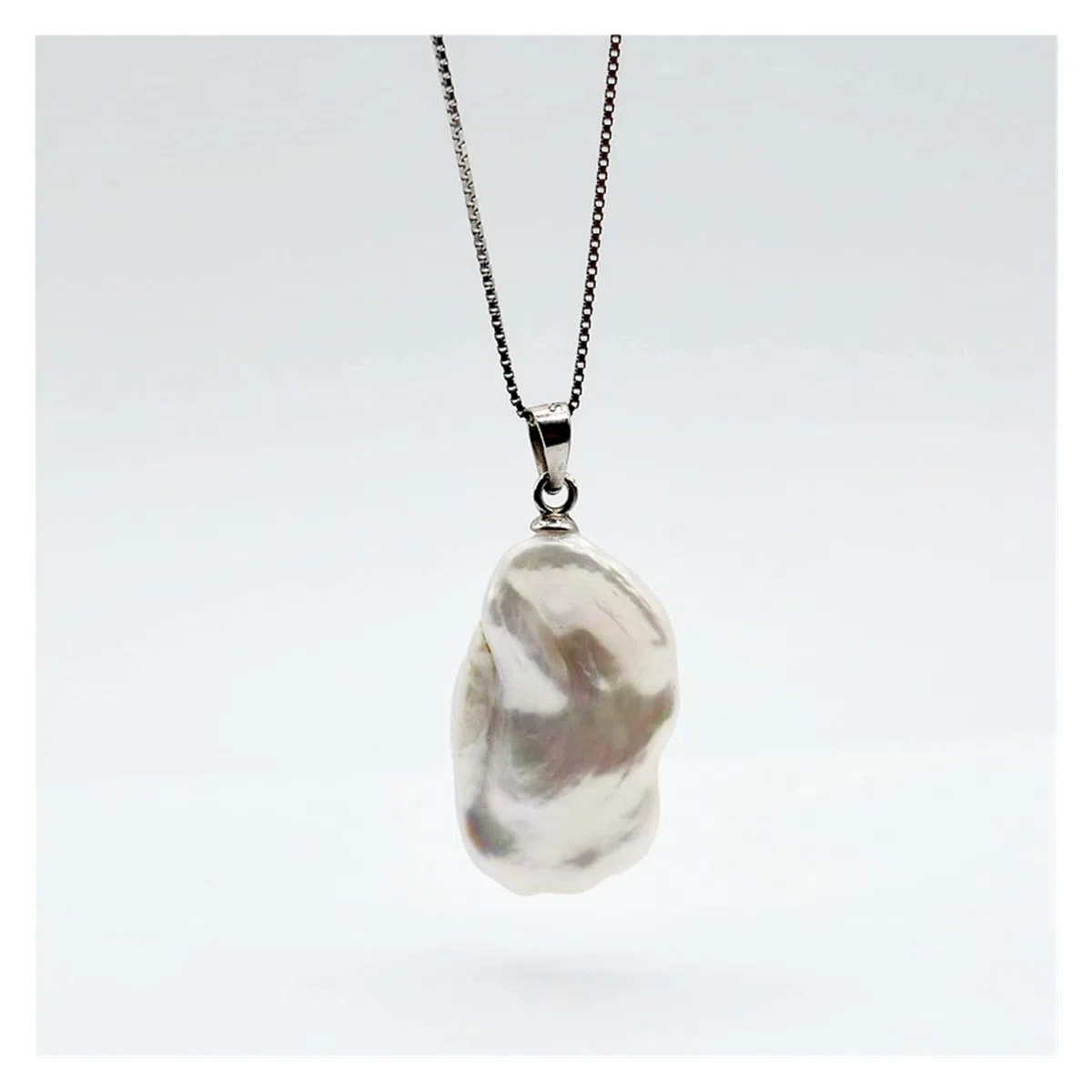 Collane da donna Collana con ciondolo ragazza, stile barocco, perla piatta irregolare, collana in argento sterling 925, collana in argento da donna accessori alla moda