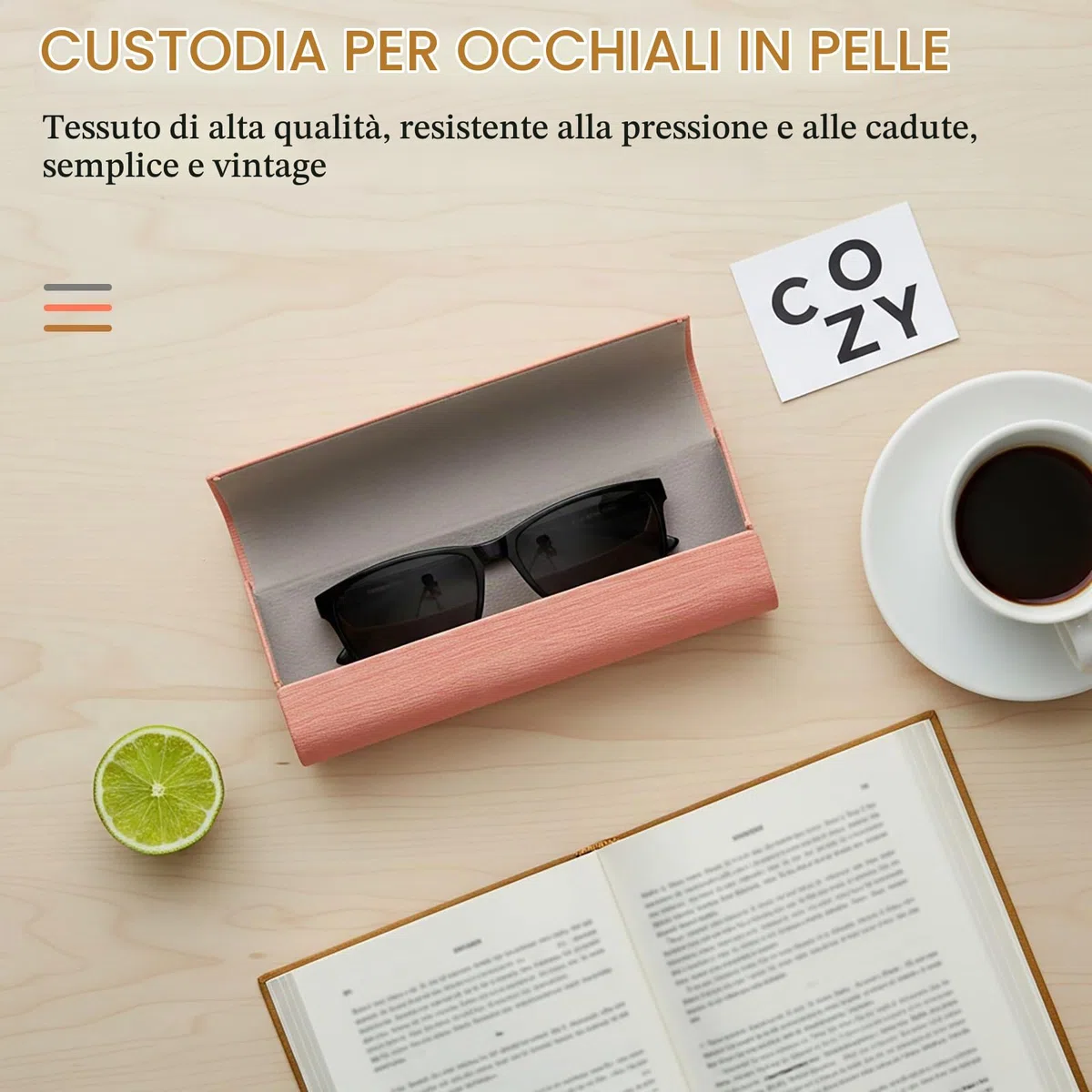 Custodia Occhiali Rigida, 4 Pezzi Portaocchiali Astuccio Rigido con Panno Pulizia, 15.5x6x3cm Portatile Porta Occhiali da Vista per Donna Uomo, Scatola per occhiali in Pelle PU Premium