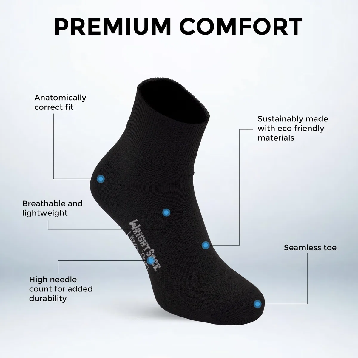 Wrightsock Calzini da corsa ultra sottili per uomini e donne, imbottiti, ecologici e anti vesciche, con il nostro design sagomato del piede, realizzati in America con regolazione dell'umidità, bianco,
