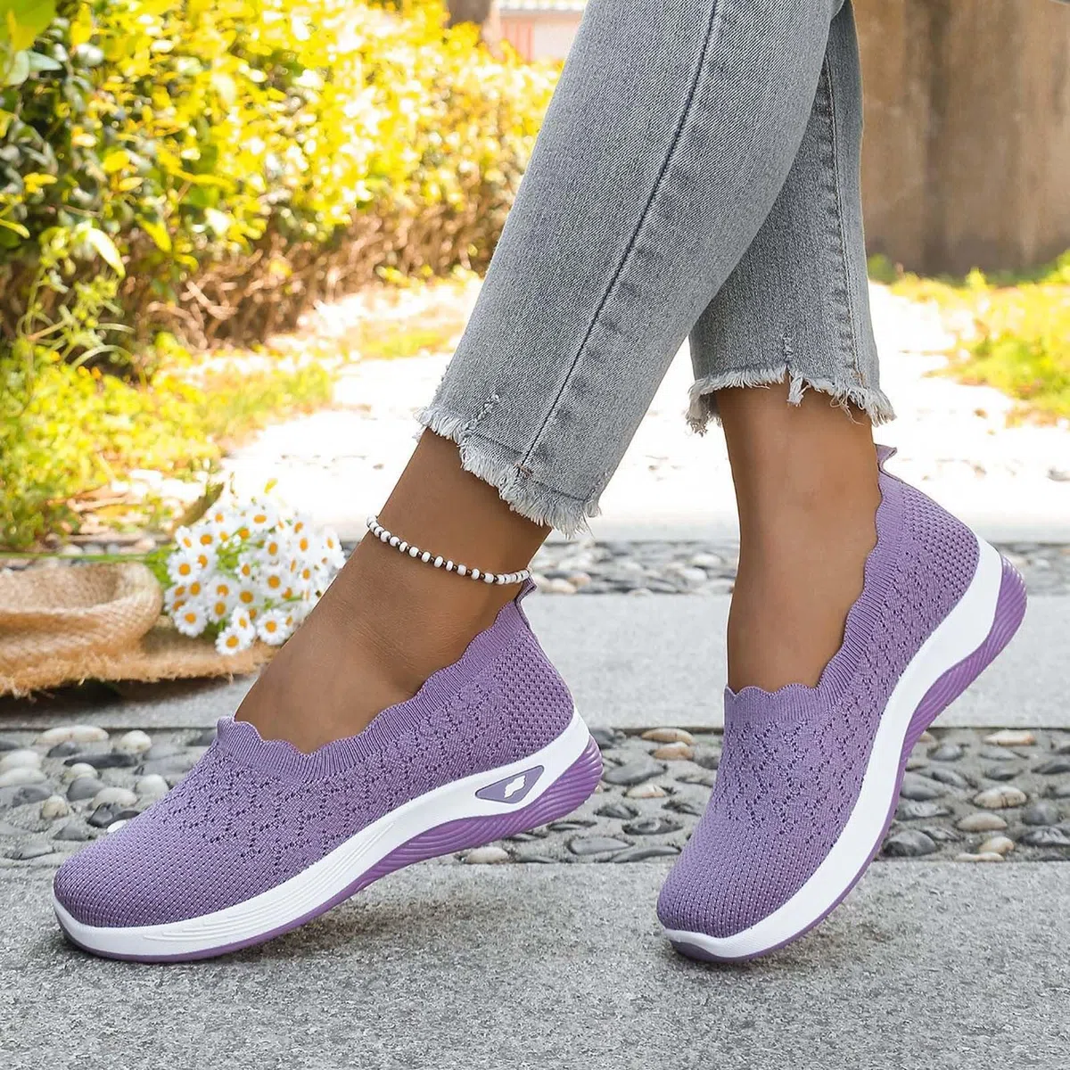 Scarpe Ortopediche Donna Estive Senza Lacci Scarpe Slip On da Corsa Camminare Comode Ginnastica Morbida Sneakers Traspiranti Leggere Antiscivolo Sneakers Diabetici Pianta Larga Sanitarie Outdoor Sport