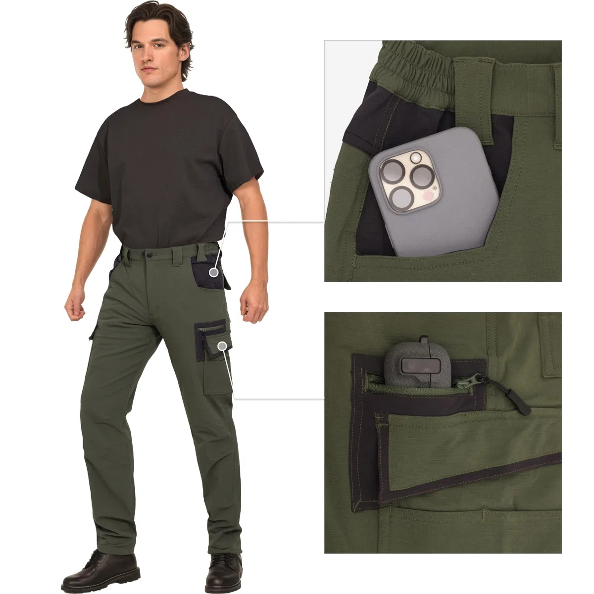 WORK IDEA Pantaloni Uomo Impermeabili ed Elastici per Escursionismo, Softshell Traspirante e Morbido, Ideali per Trekking, Alpinismo e Tempo Libero