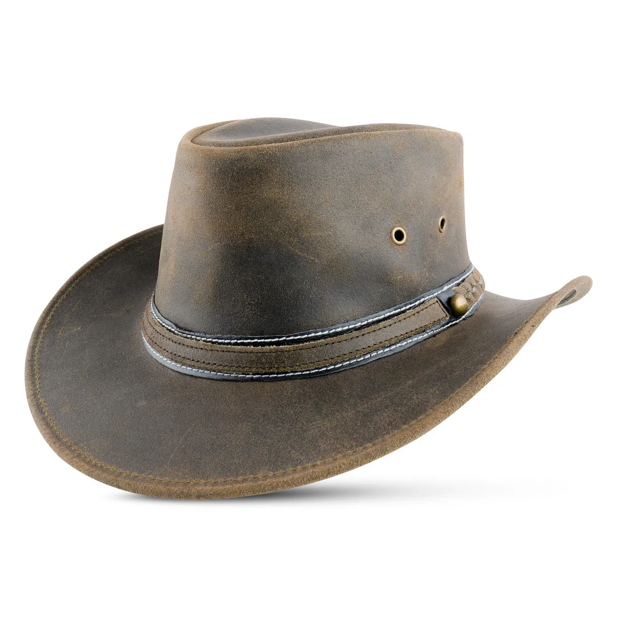 HADZAM Cappello da cowboy in pelle Outback stile occidentale per uomini e donne