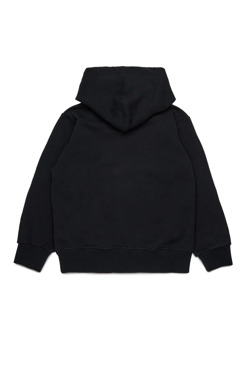 Diesel Felpa con Cappuccio Nera per Donna, Ragazzi e Bambini con Maxi Logo Oval D