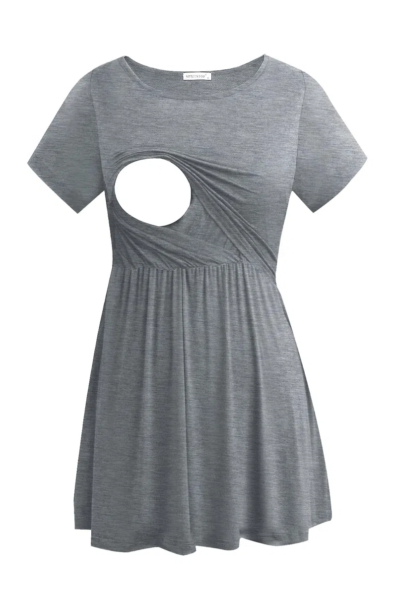 Smallshow Maglia Allattamento Donna Maniche Corte Maglietta Premaman 3-Pack
