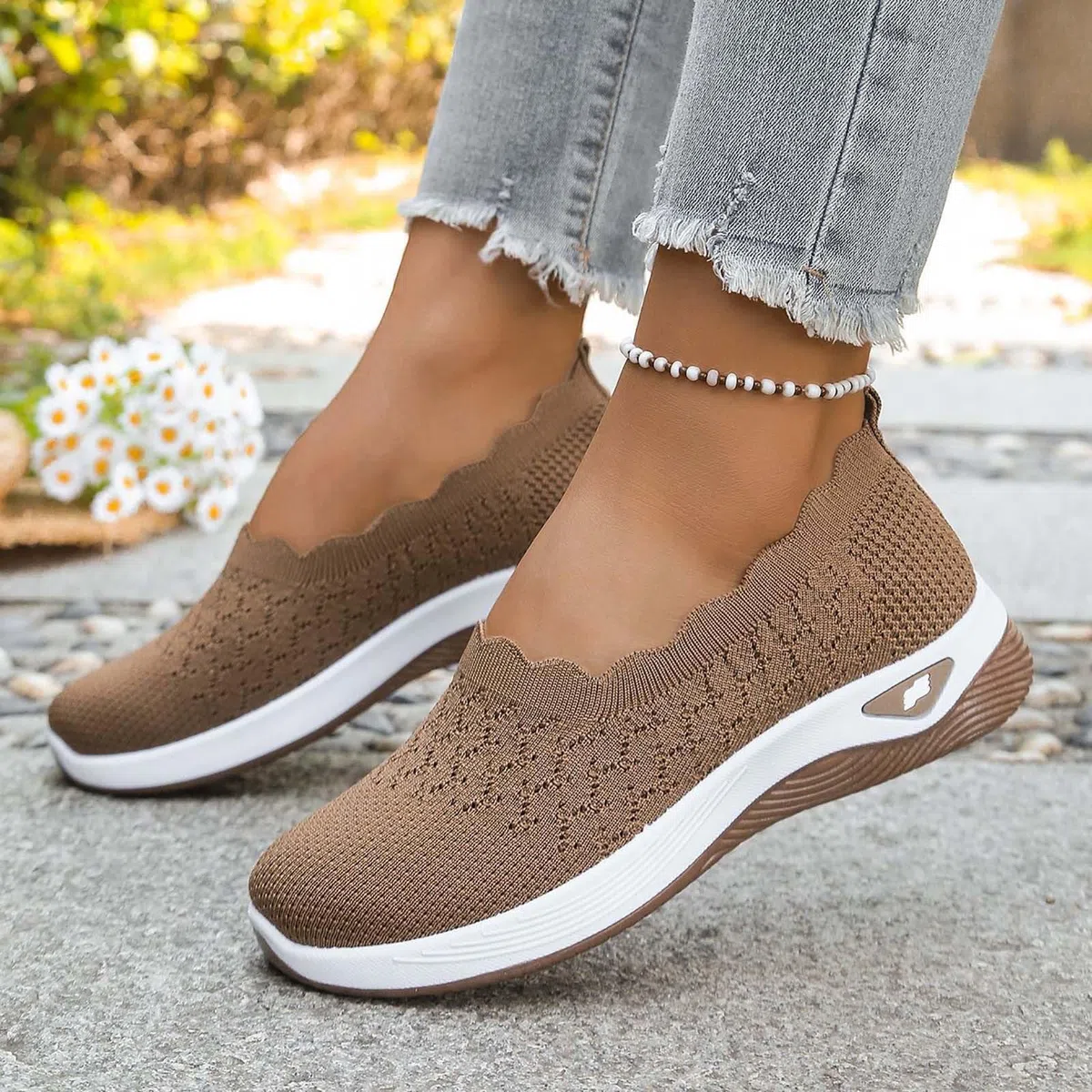 Scarpe Ortopediche Donna Estive Senza Lacci Scarpe Slip On da Corsa Camminare Comode Ginnastica Morbida Sneakers Traspiranti Leggere Antiscivolo Sneakers Diabetici Pianta Larga Sanitarie Outdoor Sport