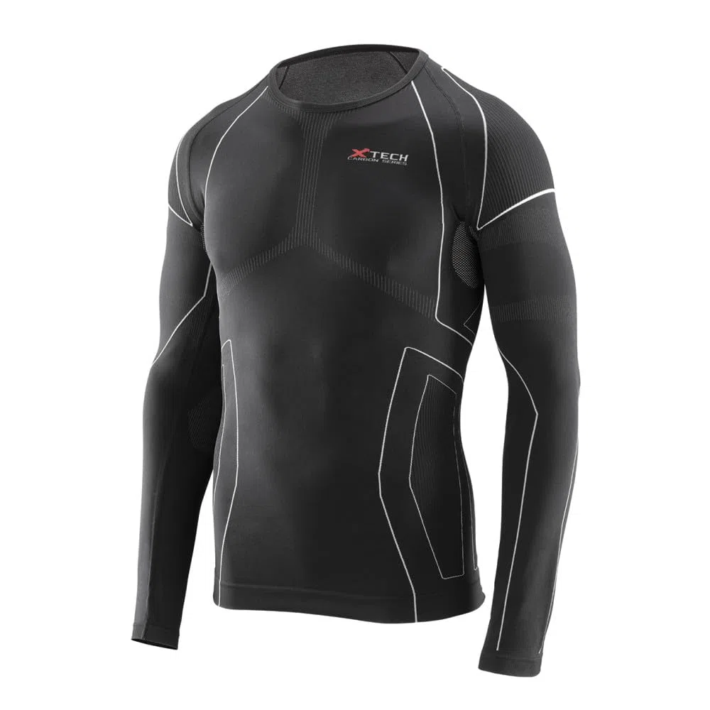 Generico Maglia Tecnica Intima Sportiva Antivento Termica Invernale a Maniche Lunghe Girocollo Nera Maglietta Race 3 XTECH Made in Italy