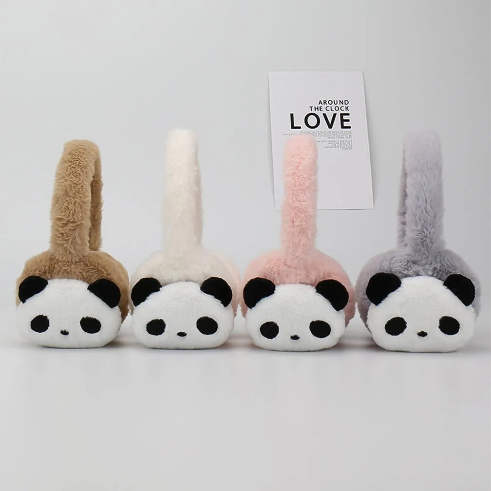 Paraorecchie di Panda Copre Orecchie Regolabile Bambina Ragazzo Paraorecchie Inverno Sci Moto Viaggio Scaldamani Peluche Caldo Copertura Orecchie Contro il Freddo Orecchio Protect Morbido