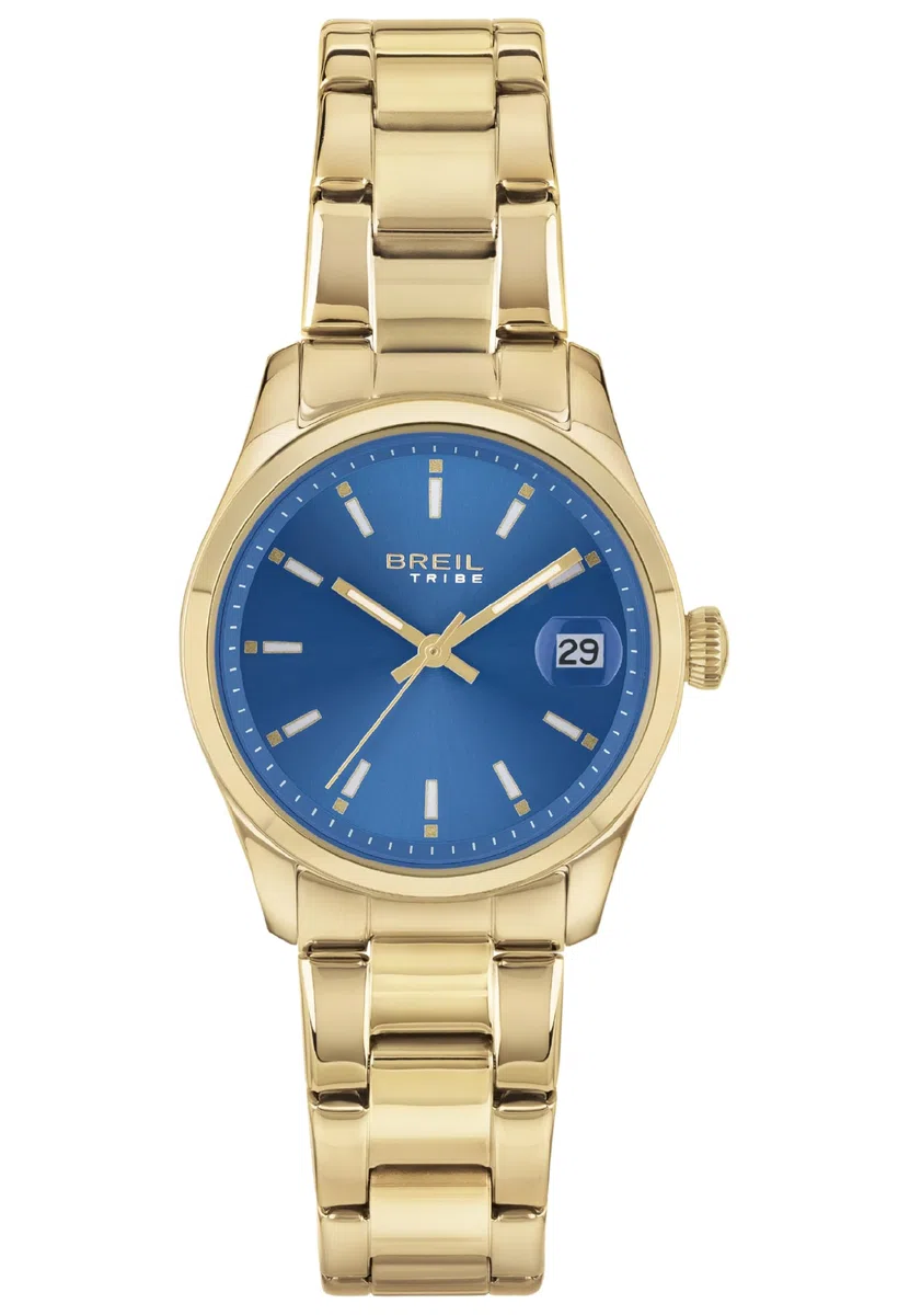 Breil, Collezione Classic Elegance, Orologio Donna, in Acciaio Silver, Movimento al Quarzo Solo Tempo, Quadrante Blu, Lunetta con Pattern Zigrinato, Resistente all'Acqua, Silver-Blu