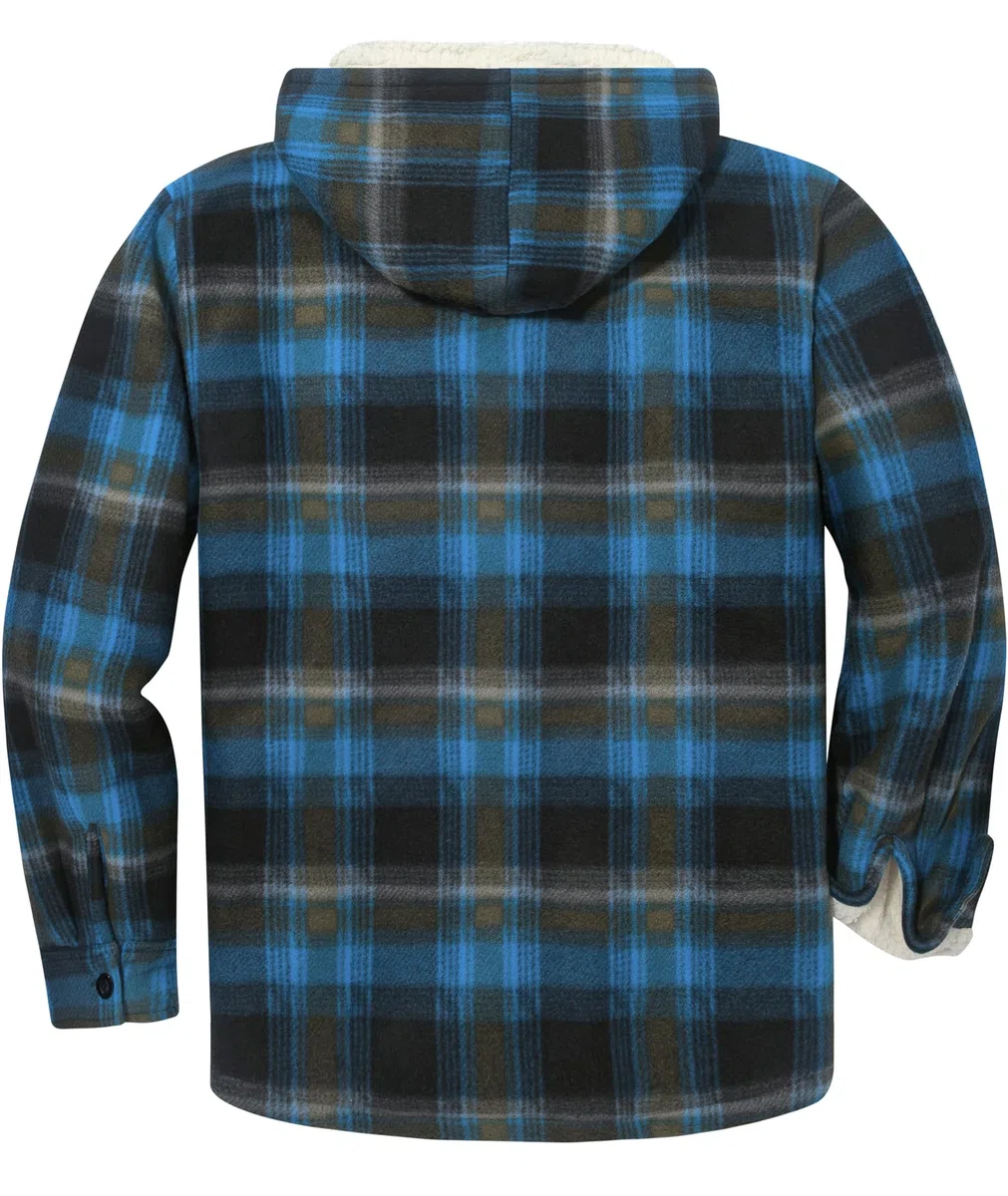 SwissWell Camicia Boscaiolo Uomo Giacca Flanella a Quadri Spessi Fodera di Peluche Felpa Cappuccio Foderata Casual Uomo Felpa con Cappuccio in pile Giacca Invernale con Tasca