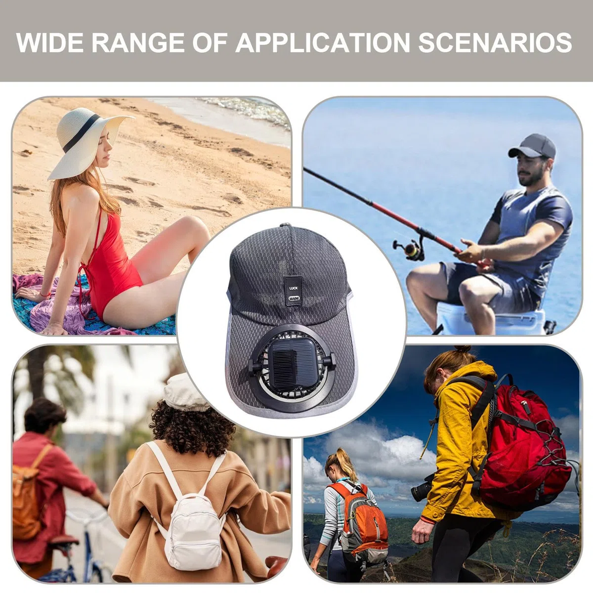 Unisex Solar Fan Cooling Hat, Ricaricabile USB, con Ventilatore Solare E Display A LED, Anti-UV All'aperto, Berretto da Baseball Regolabile E Regolabile per La Pesca in Spiaggia, Il Golf, Il Ciclismo