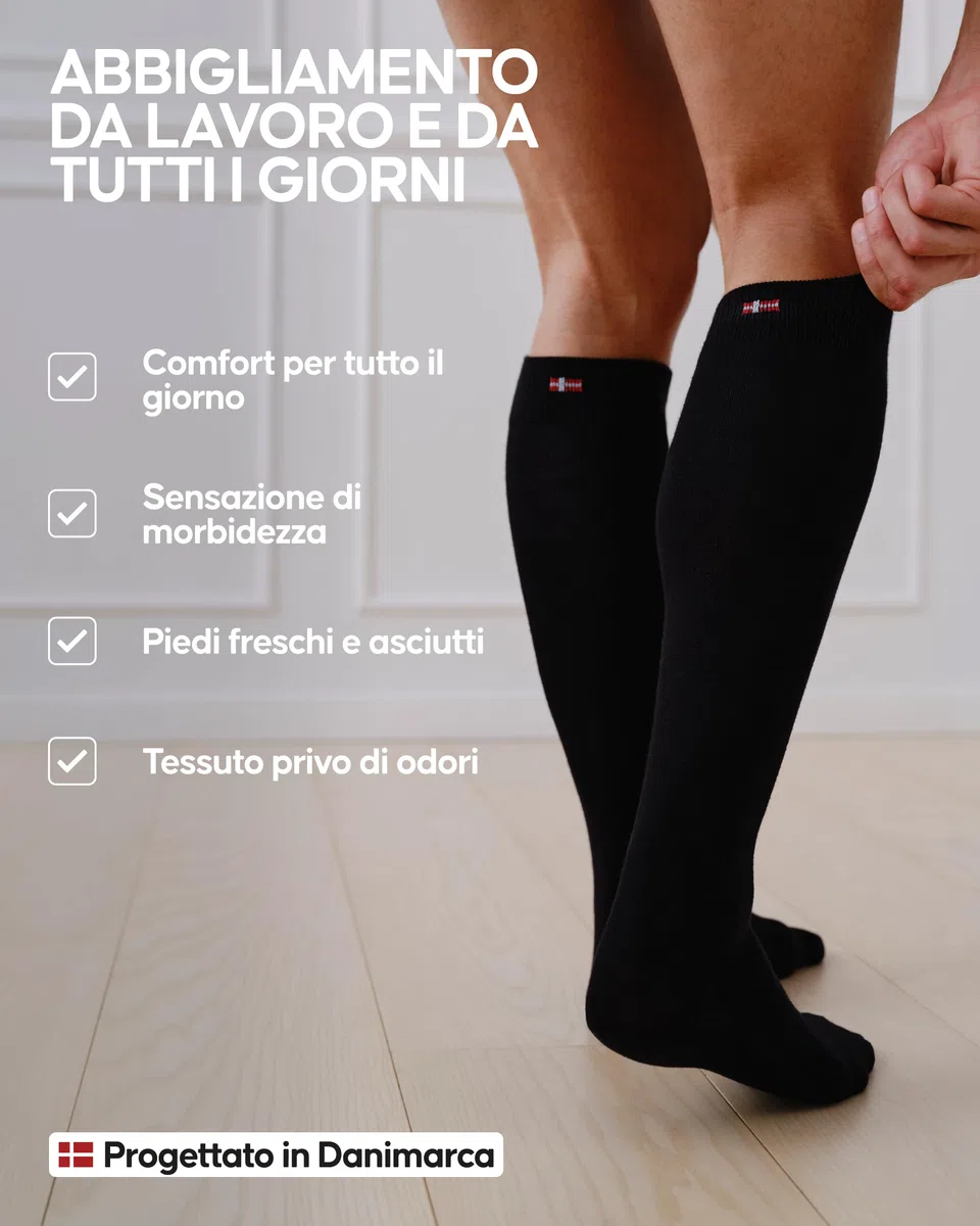 DANISH ENDURANCE Calze Uomo Lunghe in Bambù, Traspiranti, 3 o 6 Paia | Calze lunghe in bambù, morbide e traspiranti con corsie di ventilazione, per uso quotidiano e regalo, Unisex