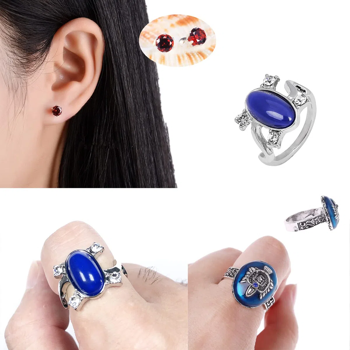 YouU UoYu The Vampire Gioielli Set Elena Gilbert Apertura Verbena Locket Collana Daywalking Katherine Sapphire Crystal Ring Red Diamond Stud Orecchini con Adesivo 29 pezzi