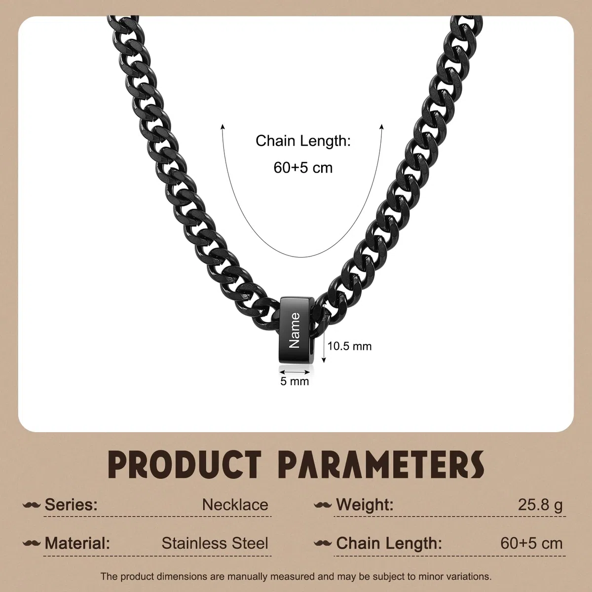 Jeweidea Collana Personalizzata con Nome da Uomo Catena Cubana in Acciaio Inossidabile Argento Oro Nero Regalo Personalizzato per Uomo, Festa del Papà