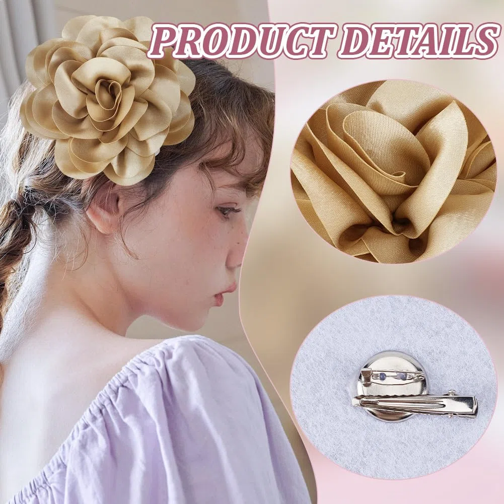 PH PandaHall 18cm Spilla a Forma di Fiore Rosa Elegante per Donna - Fermaglio Grande per Cerimonia e Abiti da Ballo, Goldenrod