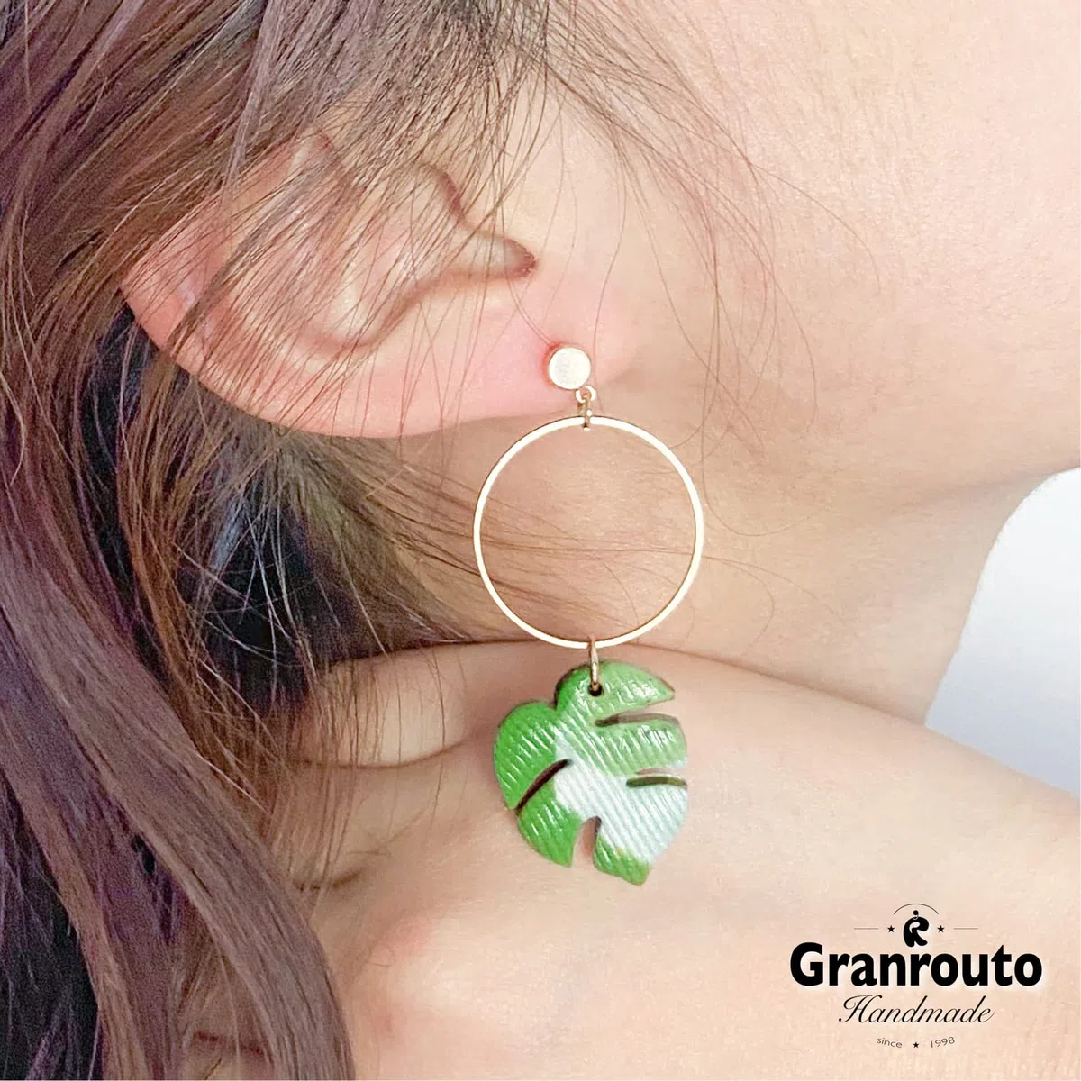 Orecchini Monstera Donna Argento 925 Orecchini Cerchio Handmade Originale Pendenti Gioielli per Ragazza Anallergici Ideale Regalo per Donna Bambina