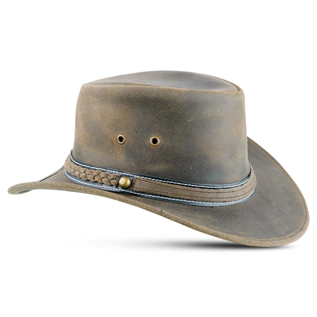HADZAM Cappello da cowboy in pelle Outback stile occidentale per uomini e donne