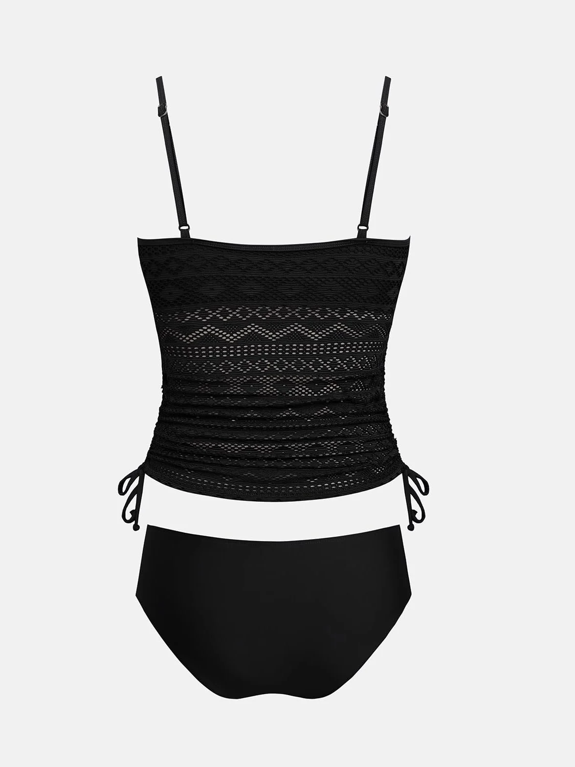 CUPSHE Tankini da donna Set due pezzi costume da bagno quadrato collo in rete costume da bagno regolabile spalline sottili coulisse costume da bagno
