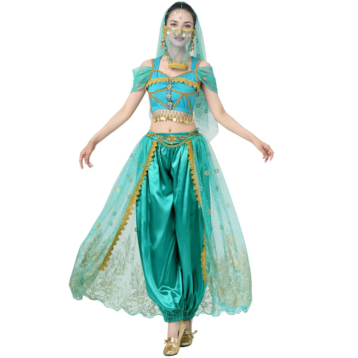 MUNAFIE Costume da danza del ventre, per cosplay, Halloween, carnevale, compleanni, feste, paillettes