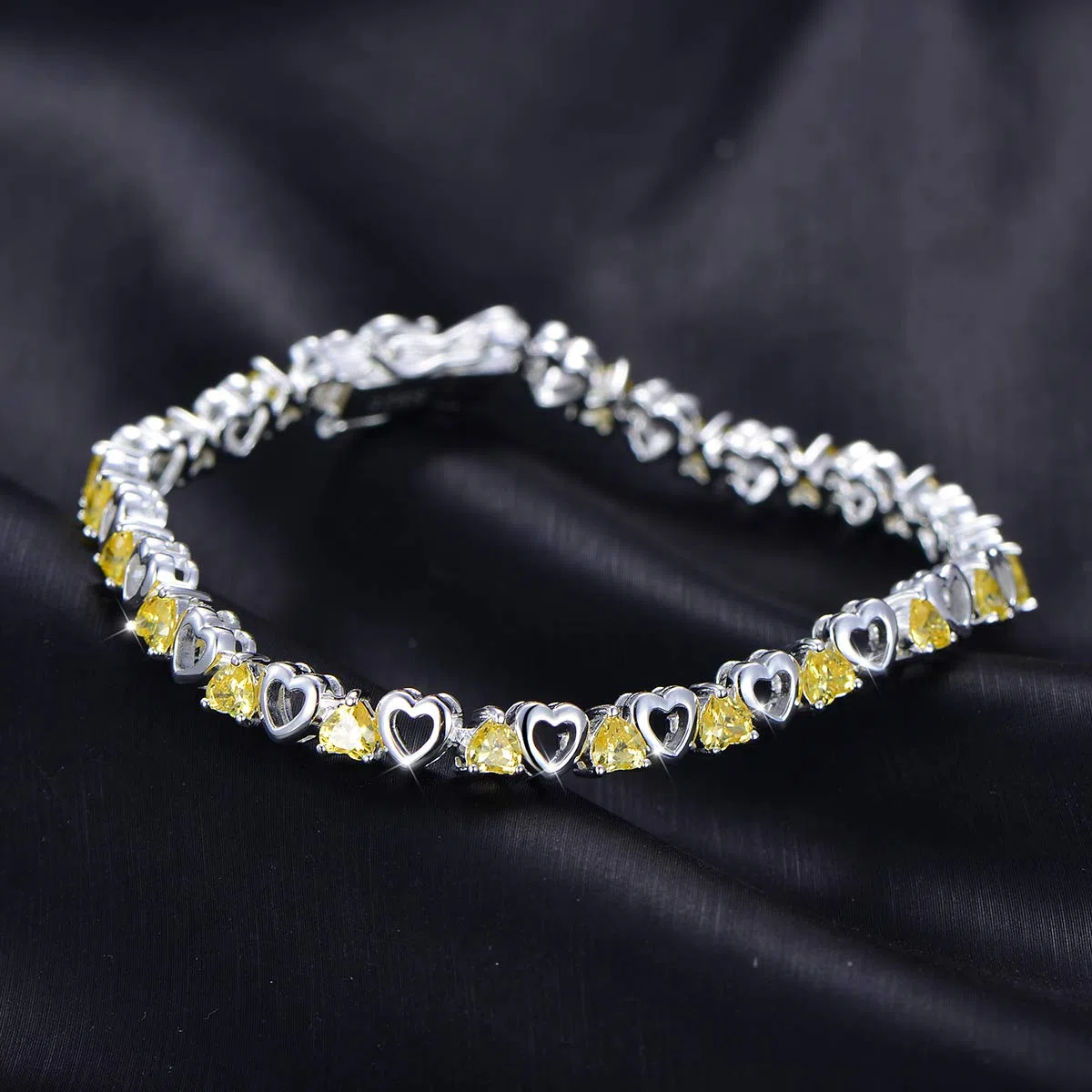 Bracciale da donna in argento S925, con zirconi gialli, bracciale con cristalli, per donne e ragazze