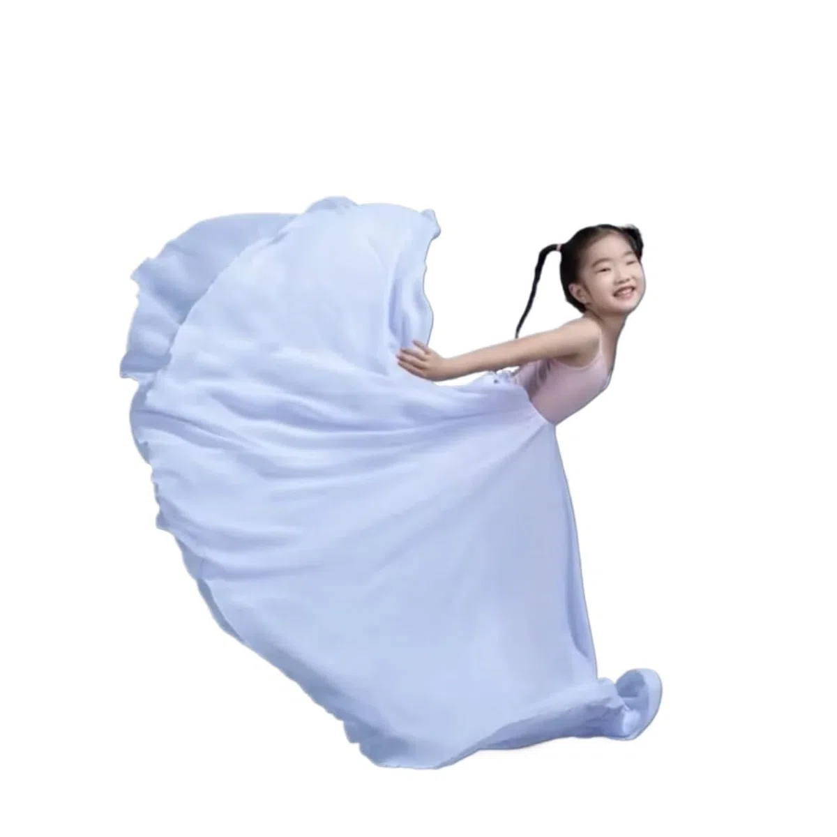 Gonna swing in chiffon per bambini, per danza Wanjiang Dance a 720 gradi, in chiffon, etnica classica, pratica di danza classica, adatta per spiaggia, gonna in tinta unita, pratica di danza del ventre