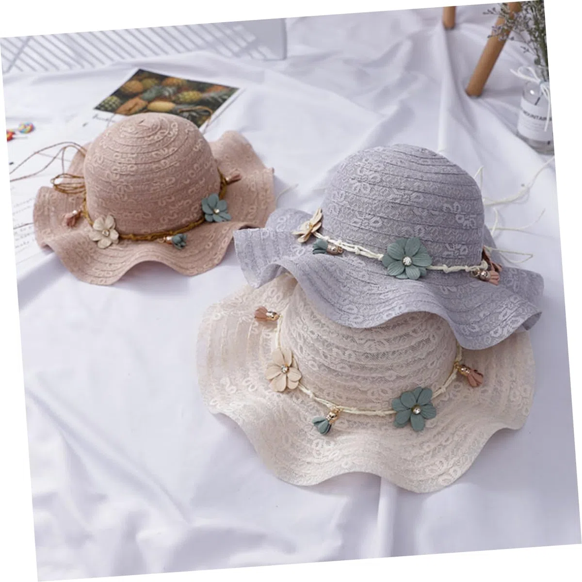 Holibanna 3pezzi Cappello Sole per Cappello Visiera Protezione UV Design per e attività all Colore Latte